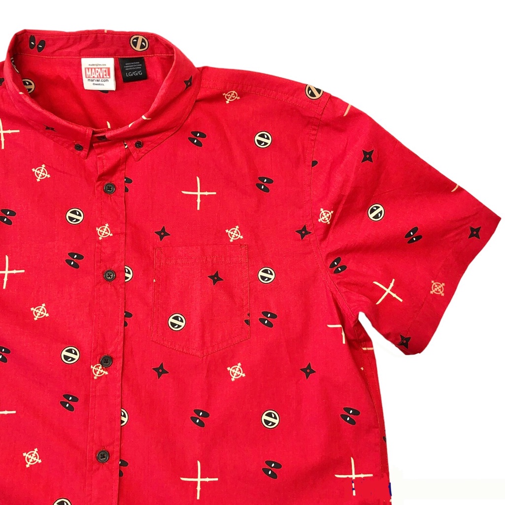 Deadpool Marvel Red Short Sleeve Shirt Size Men’s Large